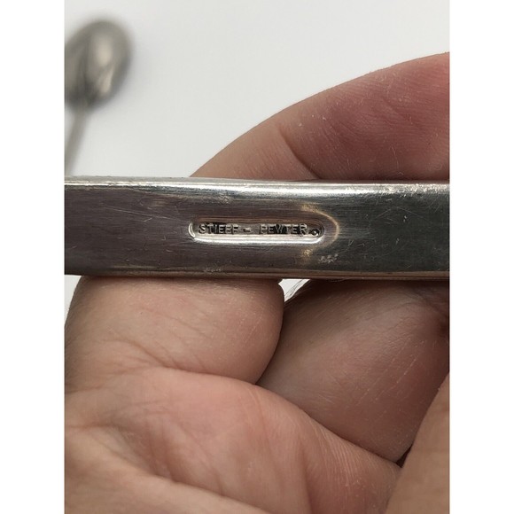 Stieff Joseph Copeland Pewter 1675 Chuckatuck & Pilgrim Landing Spoons Lot of 2 - Picture 6 of 11